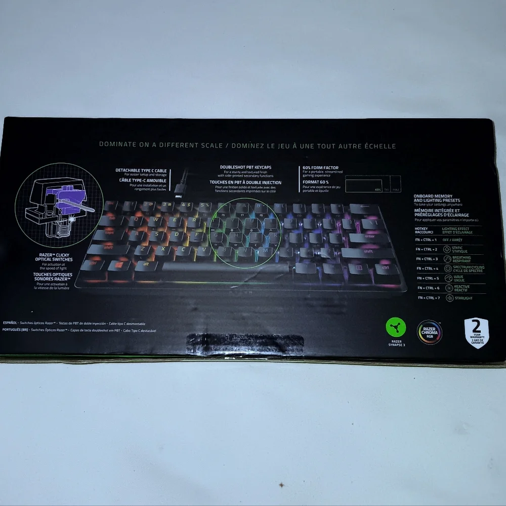 Razer Huntsman 60 Mini Keyboard - Black with RGB Lighting